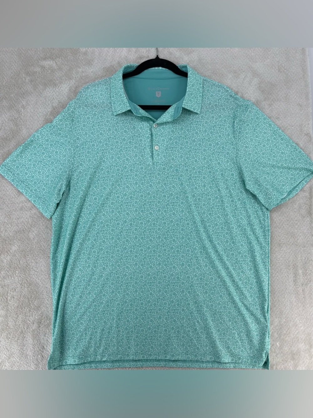 Hickey Freeman Men's Polo Shirt XL Green Pattern Performance Short Sleeve Design